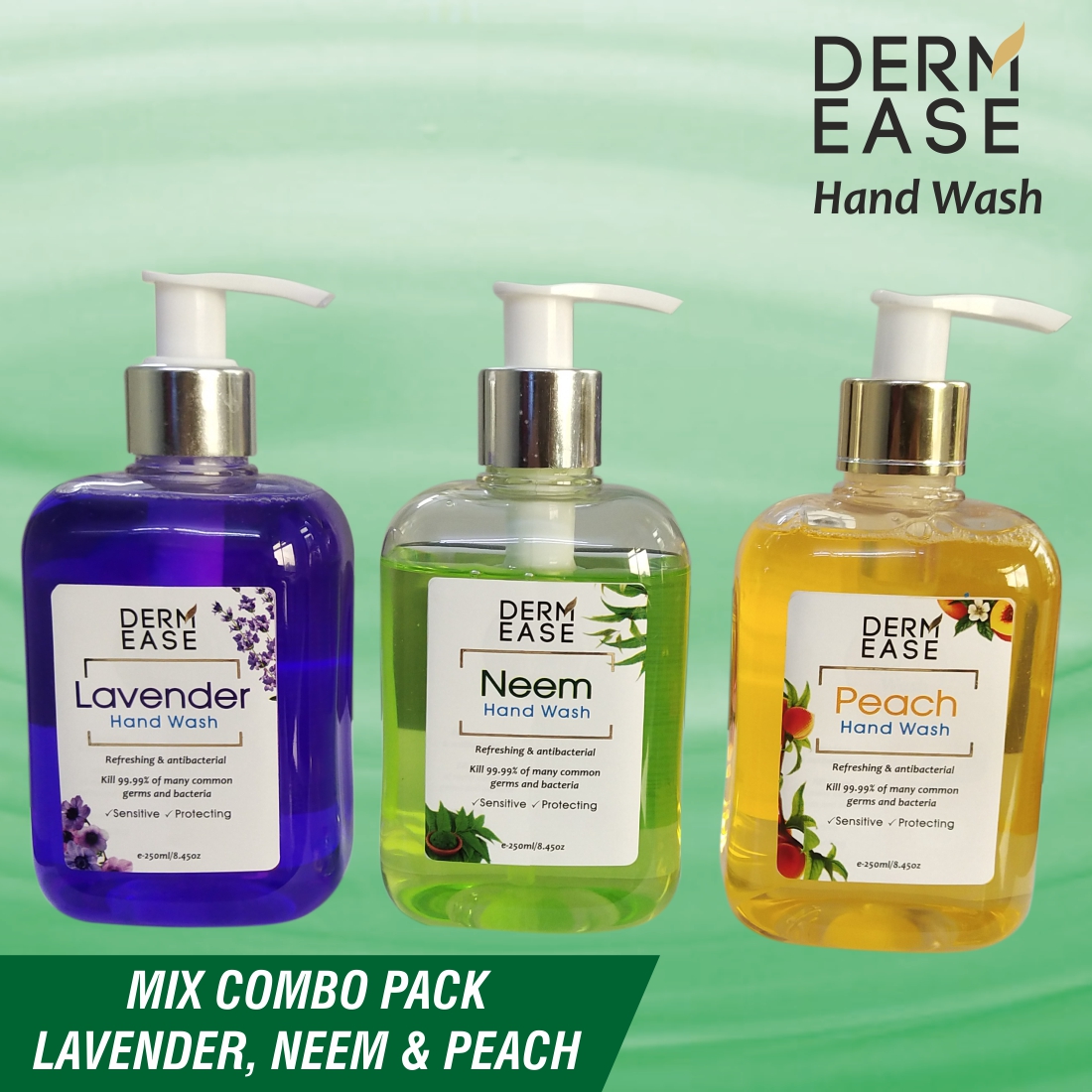 DERM EASE Lavender Neem & Peach Hand Wash Combo