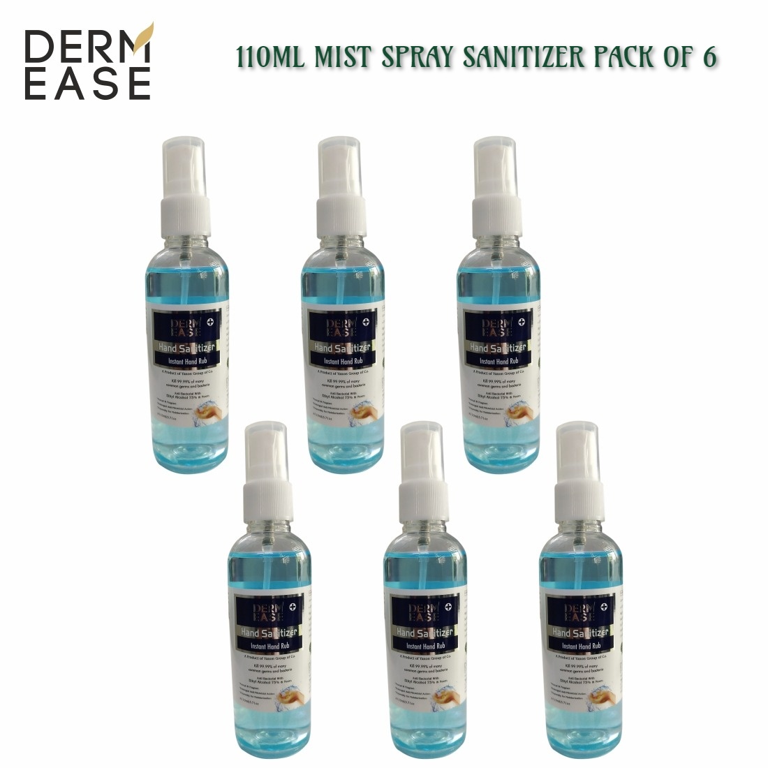 DERM EASE MIST PUMP SPRAY Hand Sanitizer 110ml 6 Bottle Pack
