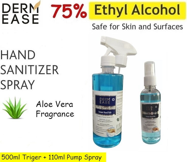DERM EASE MIST Sanitizer 500ml Triger & 110ml Pump Spray Combo