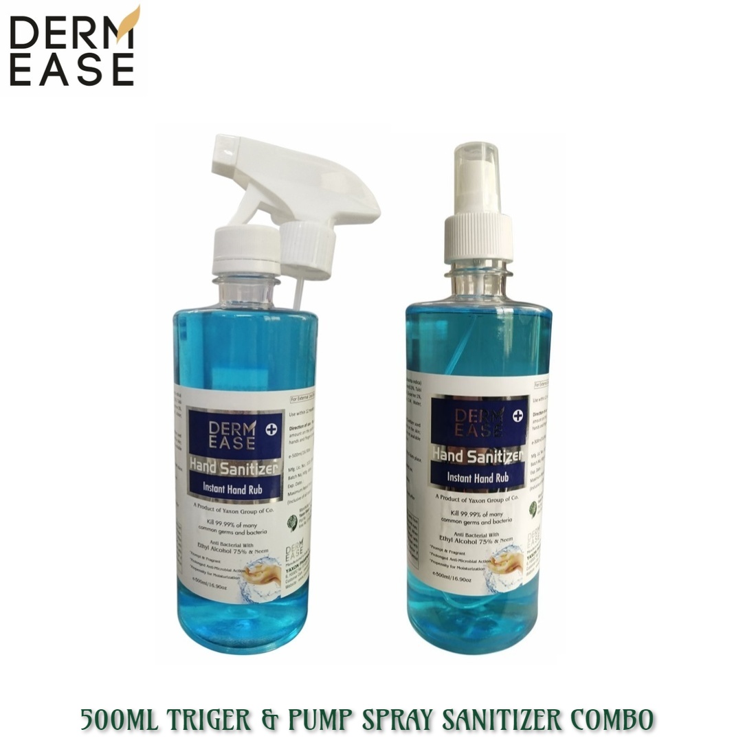 DERM EASE MIST Sanitizer 500ml Triger & 500ml Pump Spray Combo
