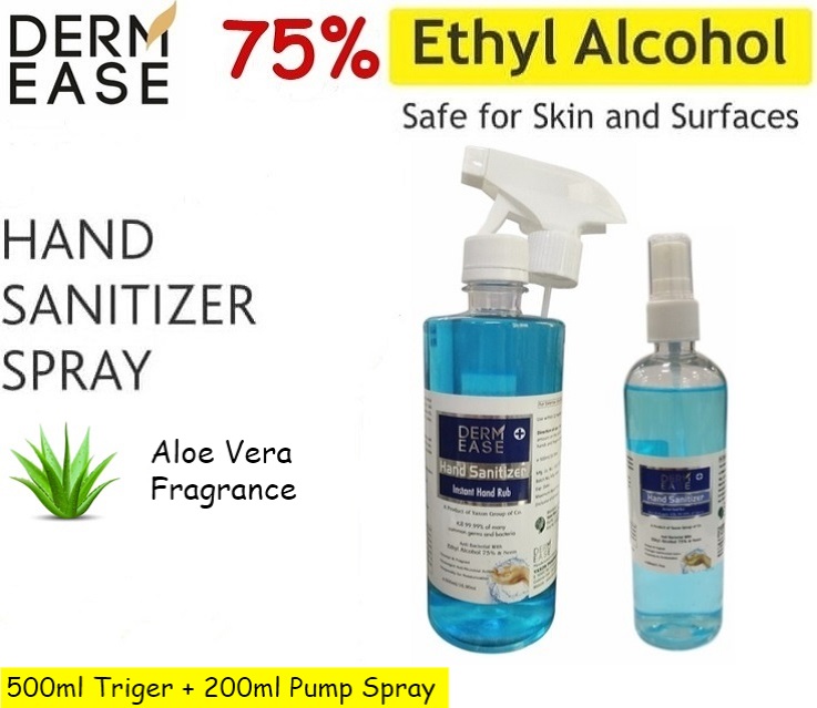 DERM EASE MIST Sanitizer 500ml Triger & 200ml Pump Spray Combo