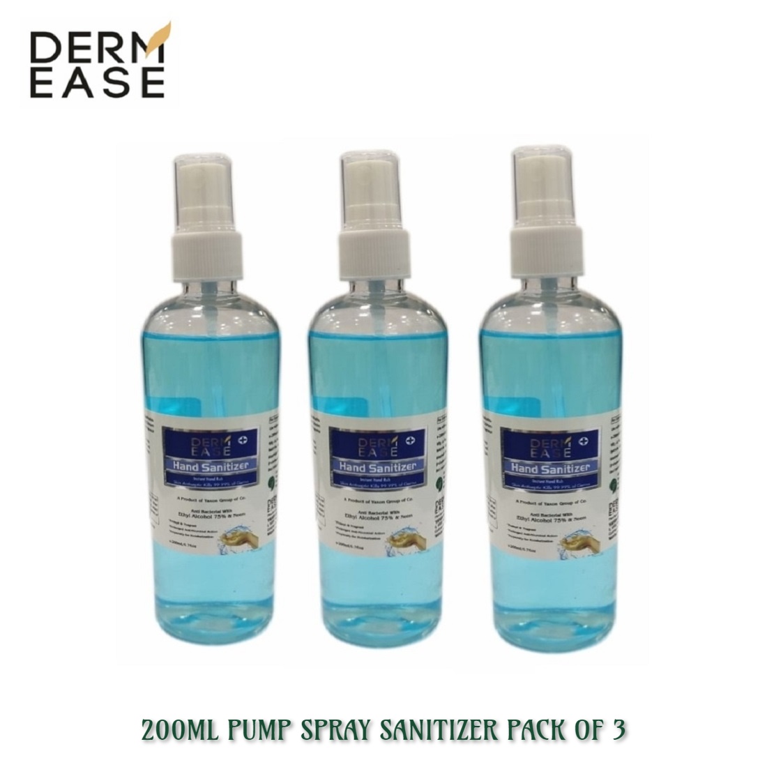 DERM EASE MIST PUMP SPRAY Hand Sanitizer 200ml Pack of 3