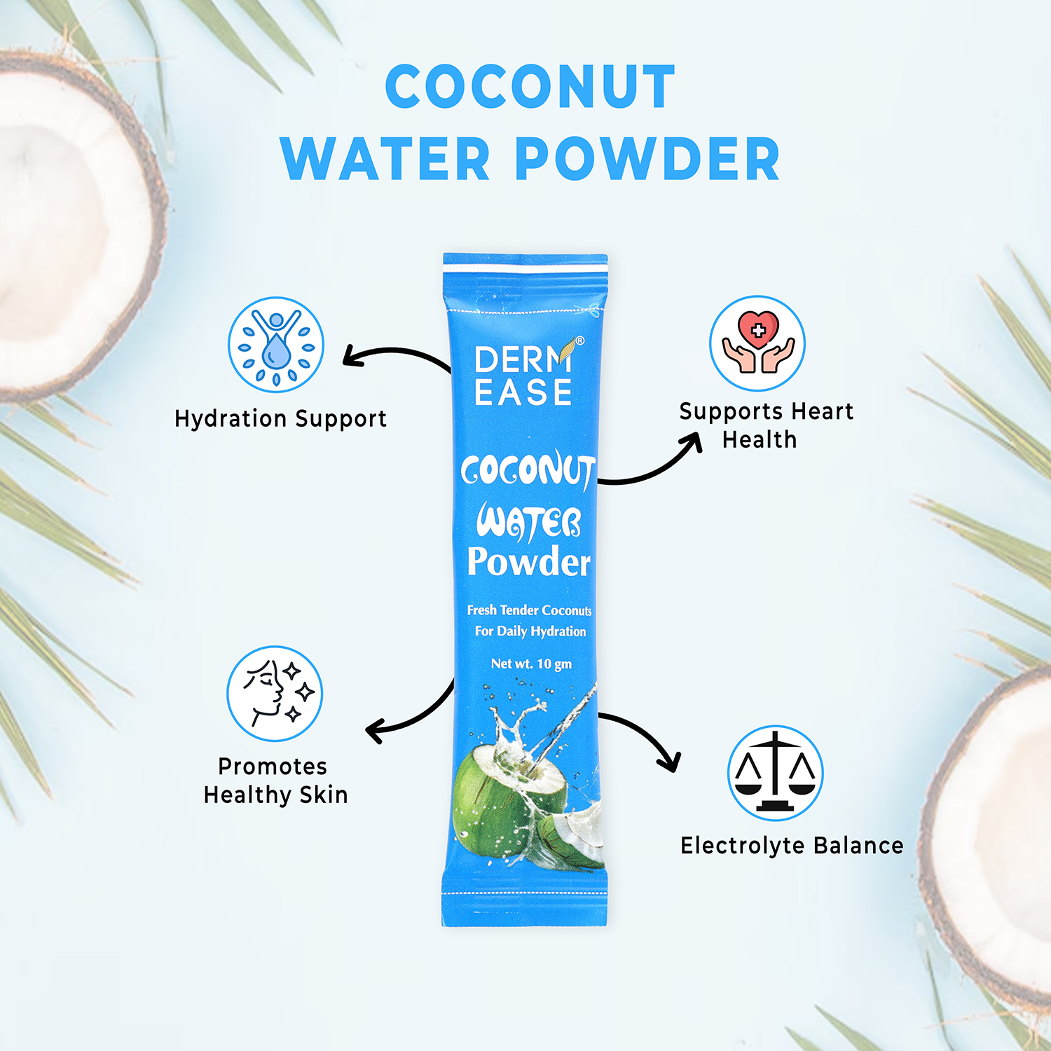 DERM EASE COCONUT WATER POWDER (PACK OF 5 SACHET)