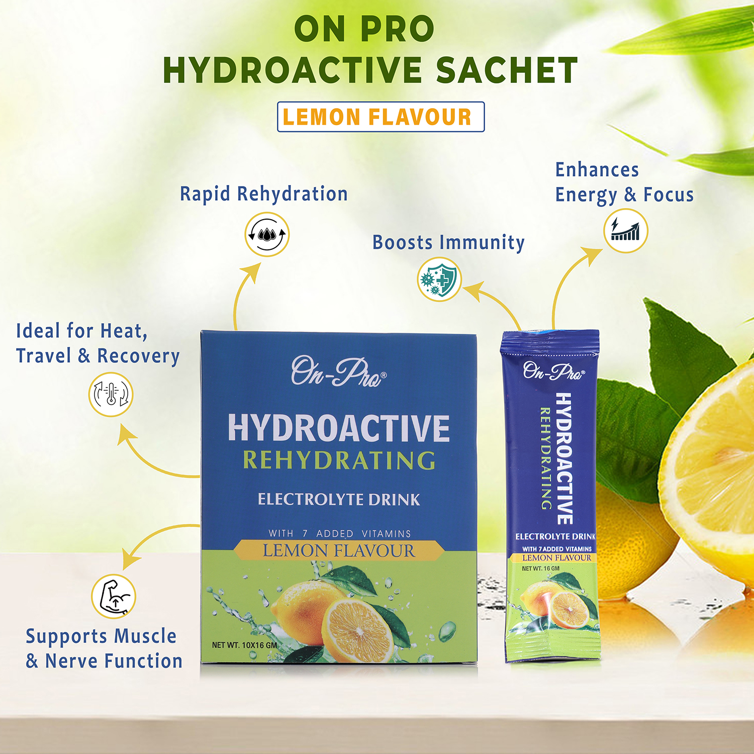 ON-PRO HYDROACTIVE REHYDRATING ELECTROLYTE DRINK LEMON FLAVOUR