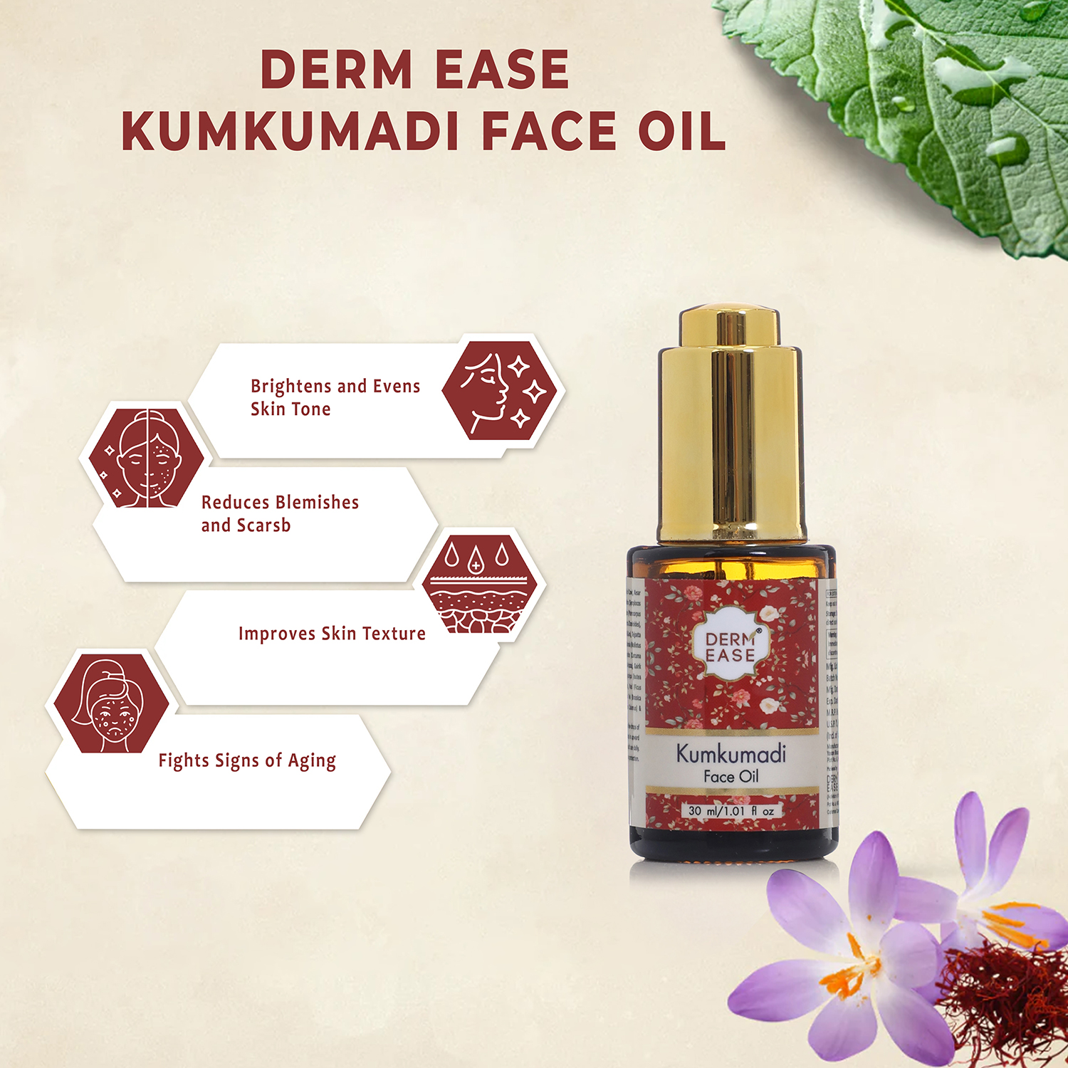 DERM EASE KUMKUMADI FACE OIL