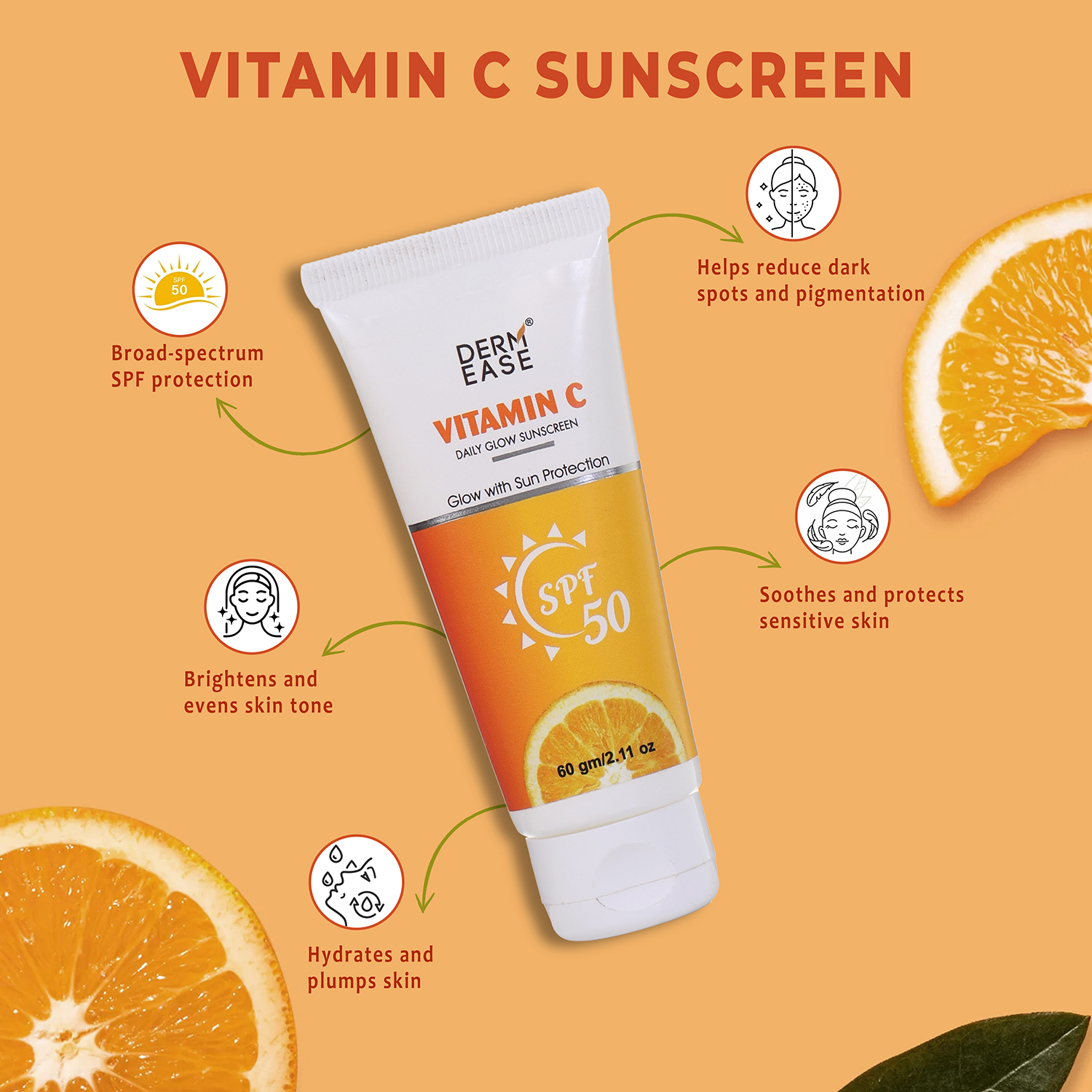DERM EASE VITAMINC DAILY GLOW SUNSCREEN