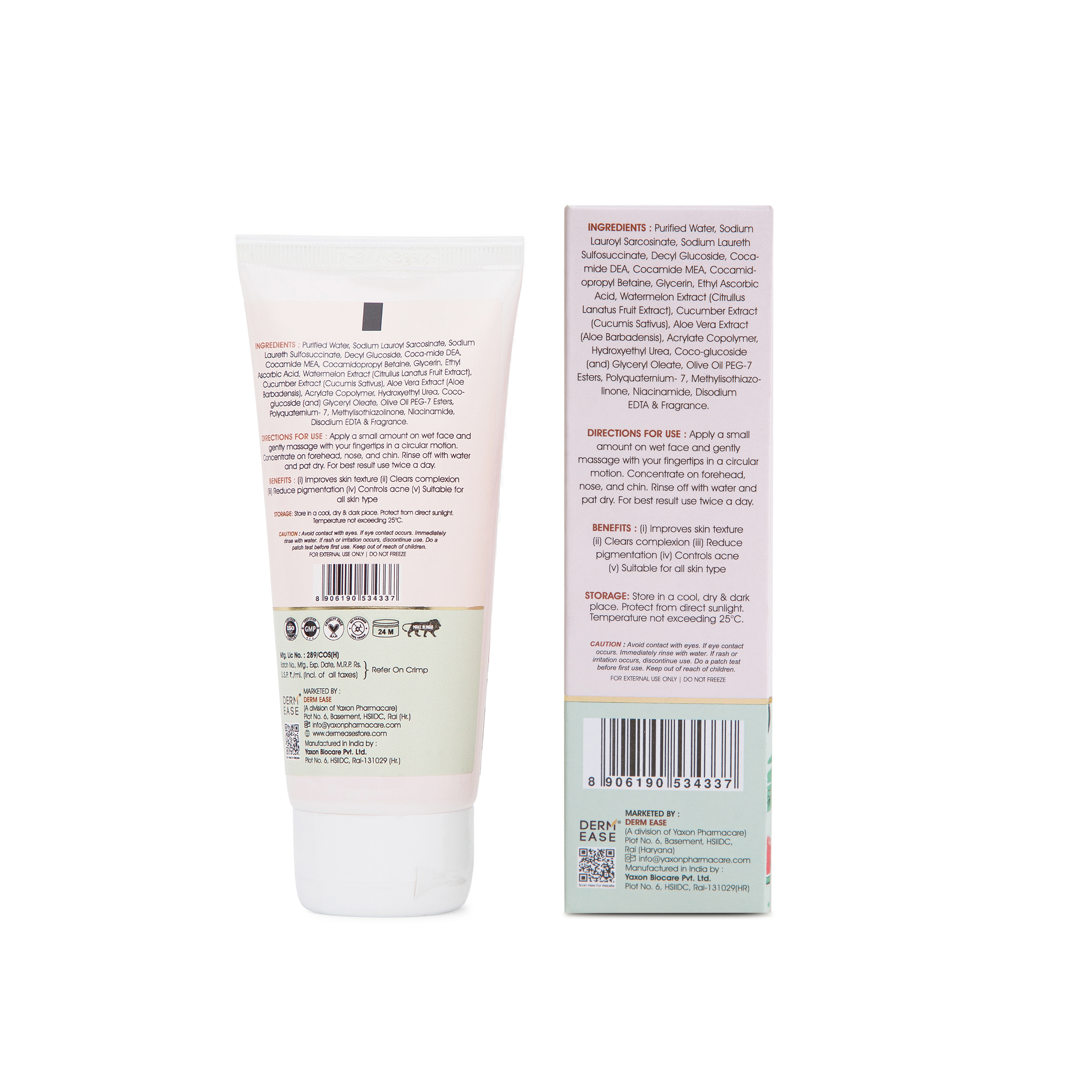 DERM EASE WATERMELON GEL FACE WASH