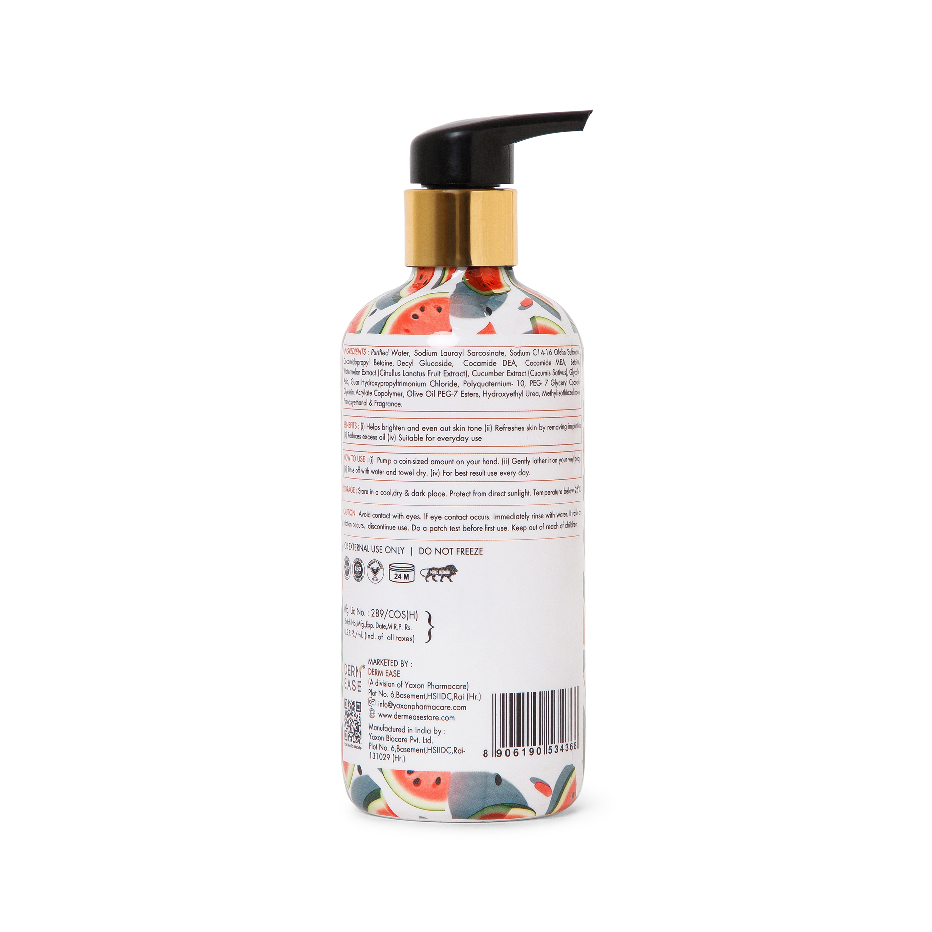 DERM EASE WATERMELON BODY WASH